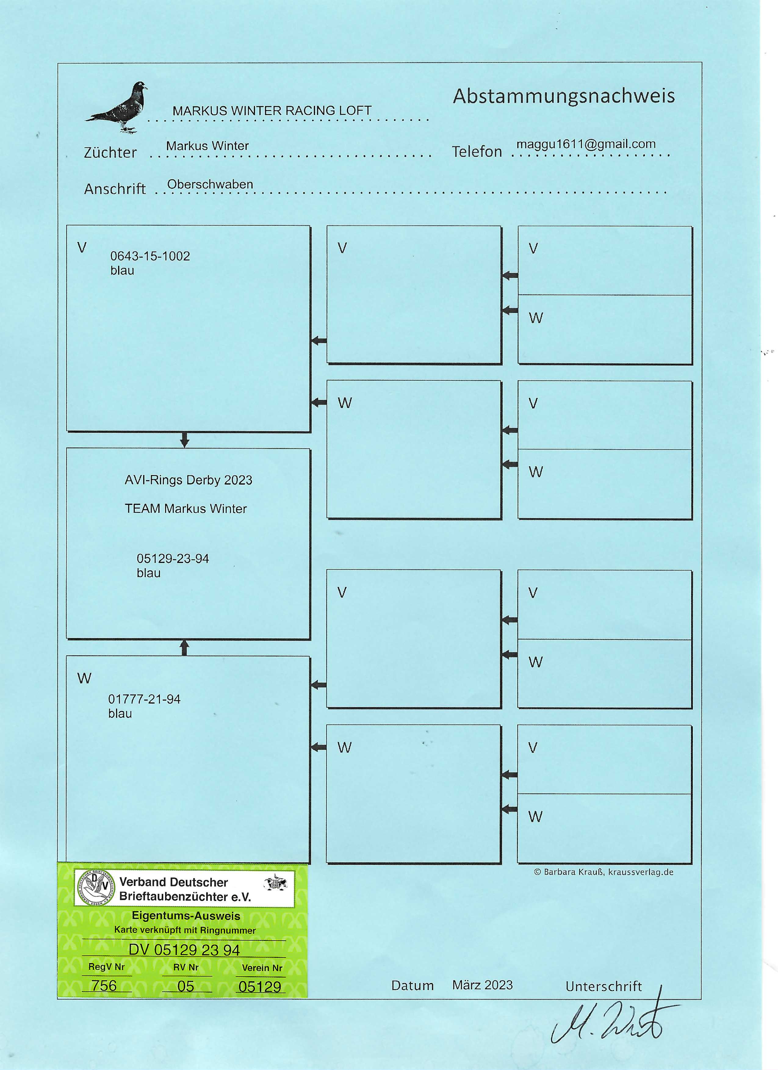 Pigeon pedigree image