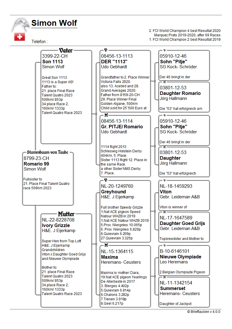 Pigeon pedigree image