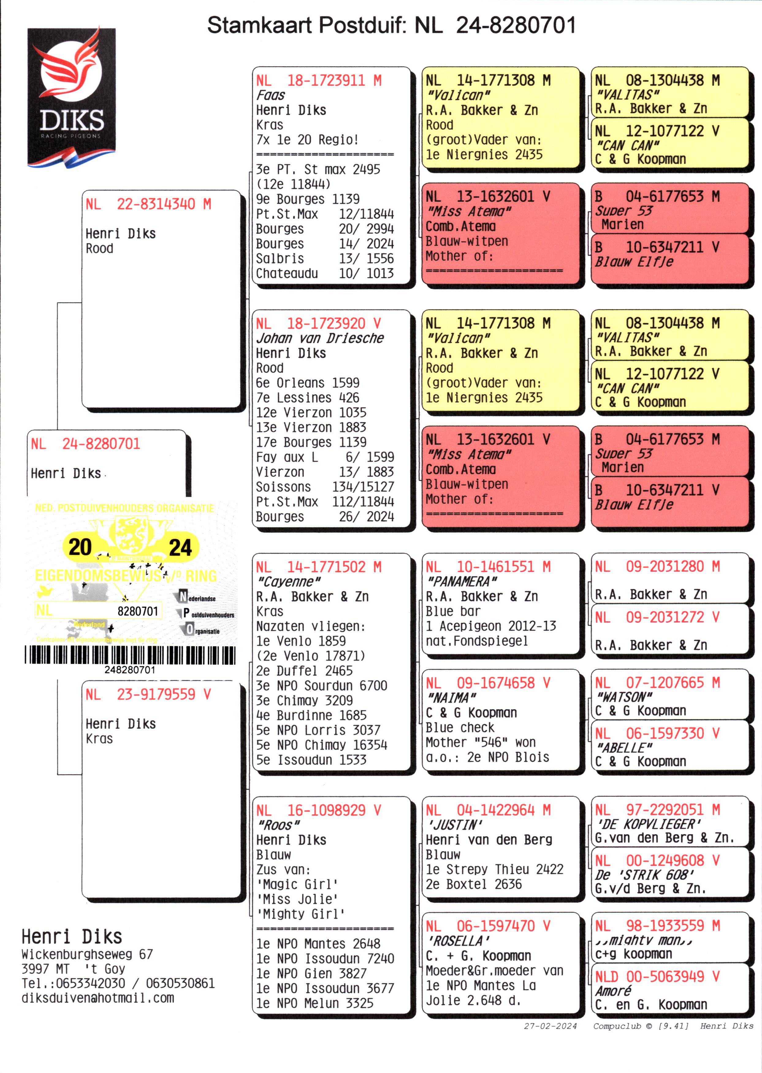 Pigeon pedigree image