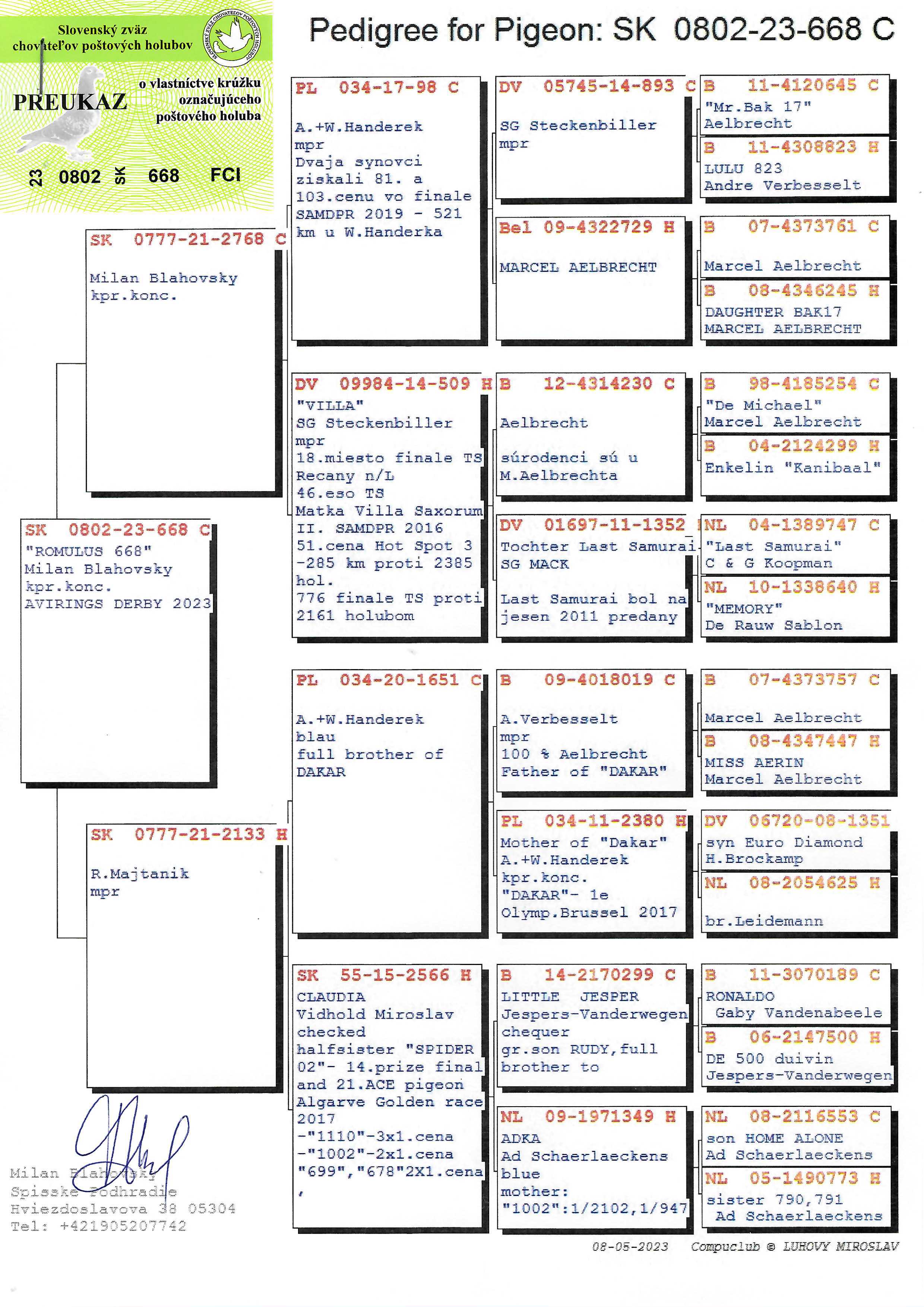Pigeon pedigree image