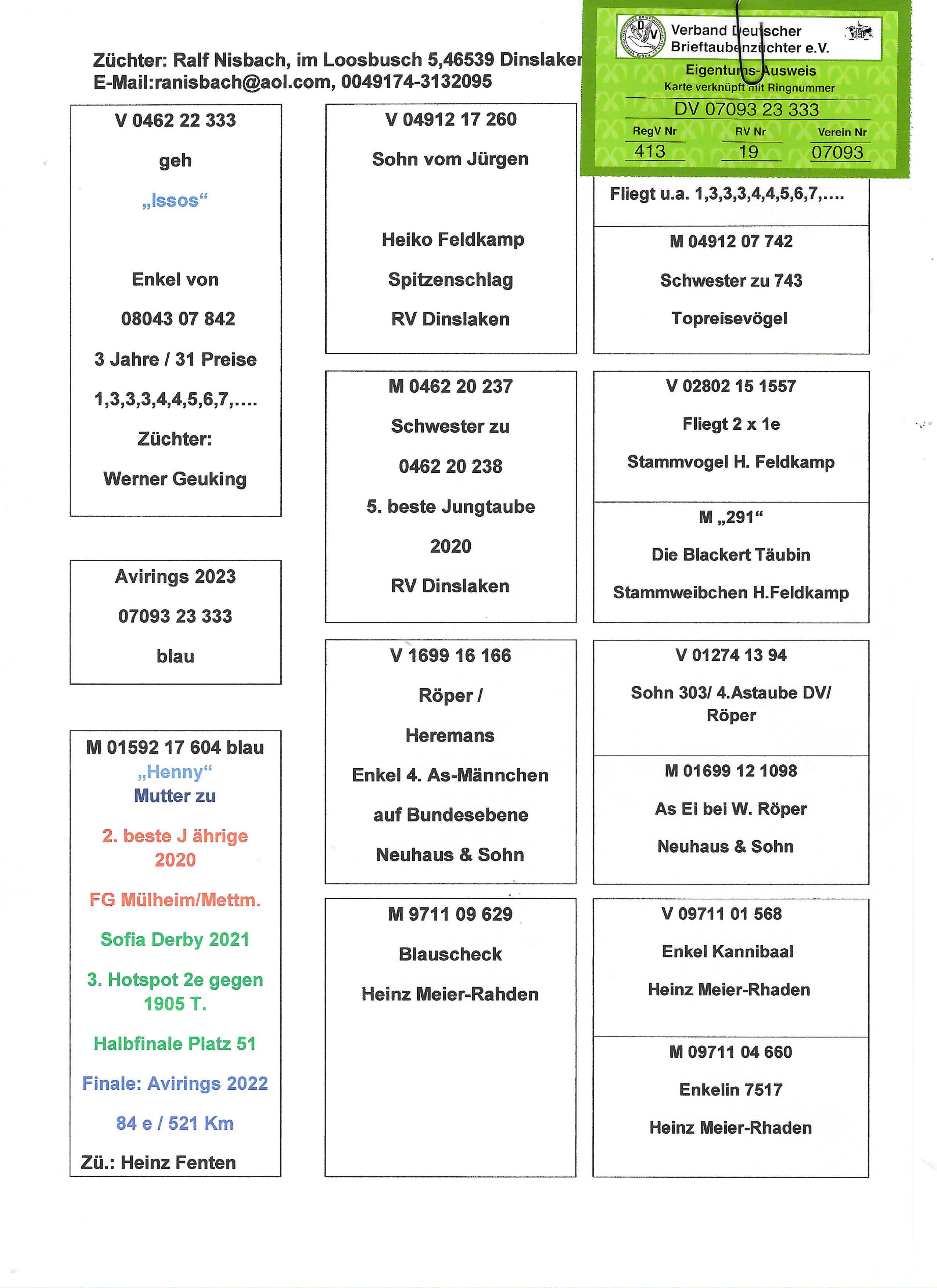 Pigeon pedigree image