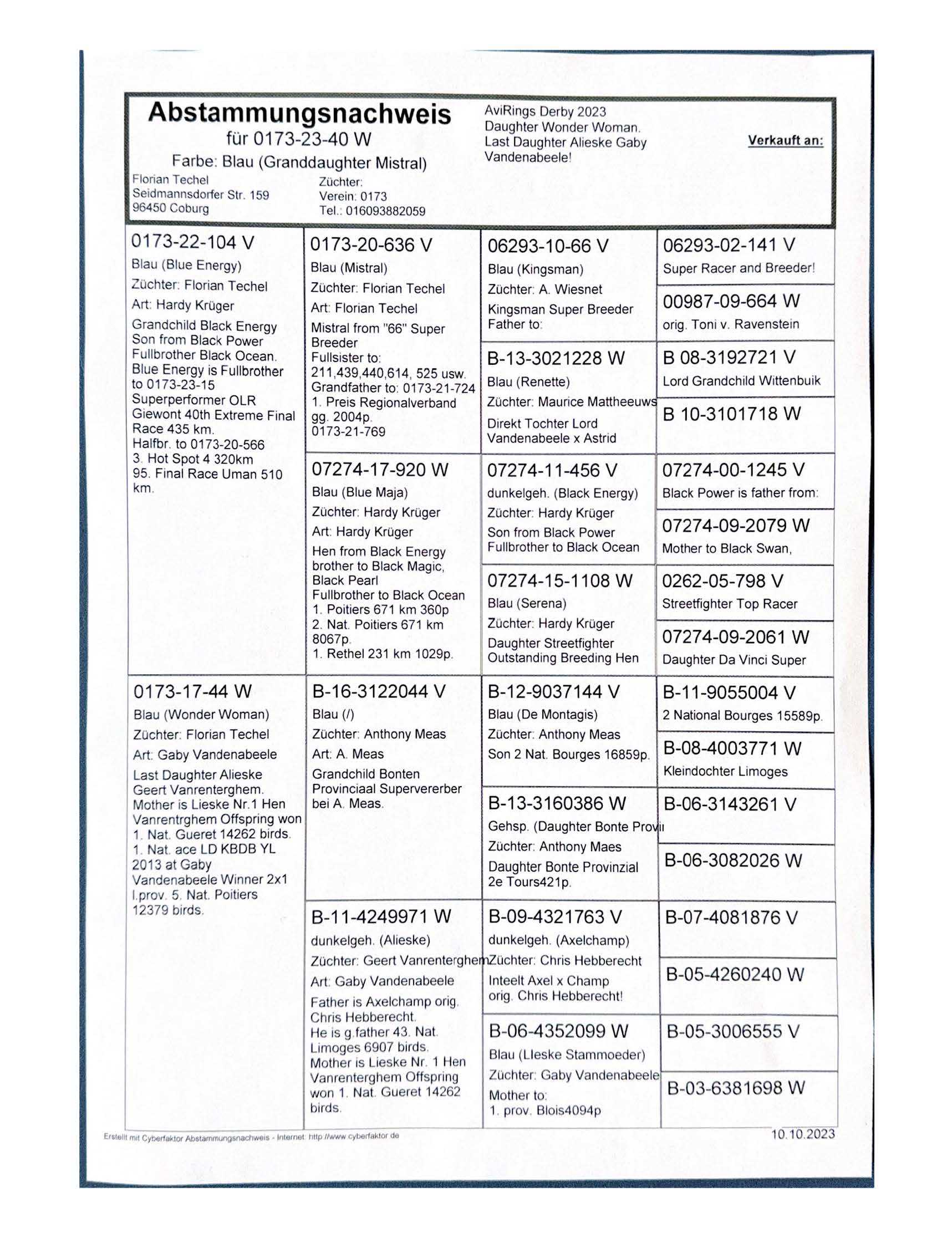 Pigeon pedigree image