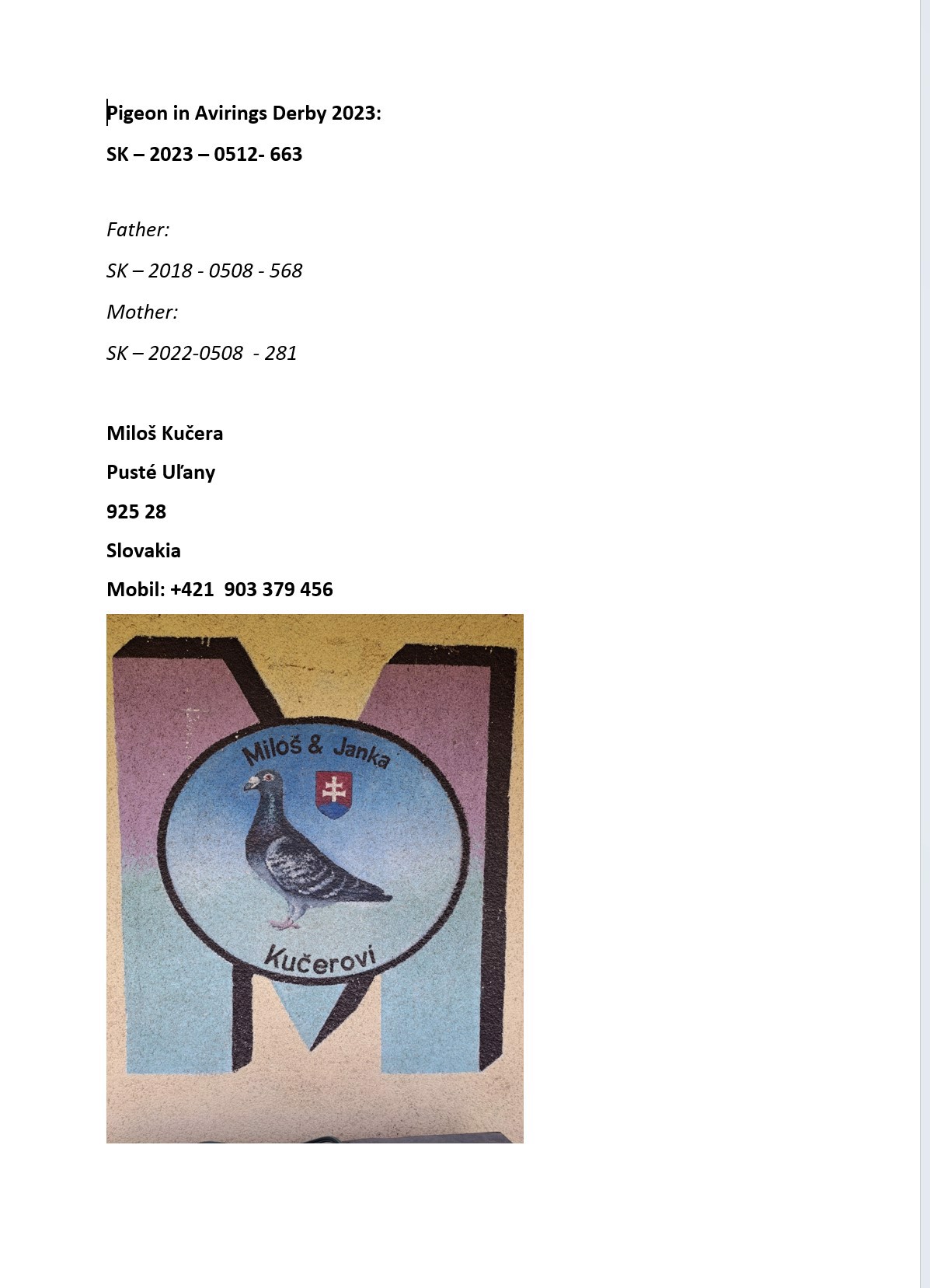 Pigeon pedigree image